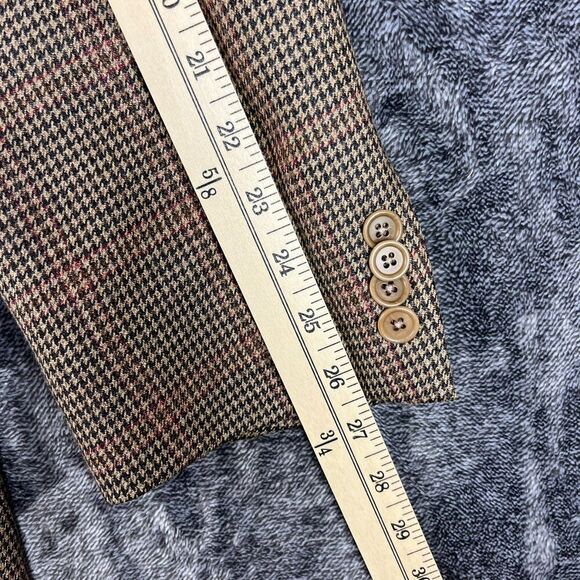 Coppley Ermenegildo Zegna 100% Wool Blazer Men's L/XL Three Button Plaid Brown - Picture 7 of 14